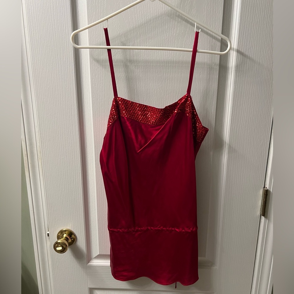 Express Vibrant Red Satin Top
